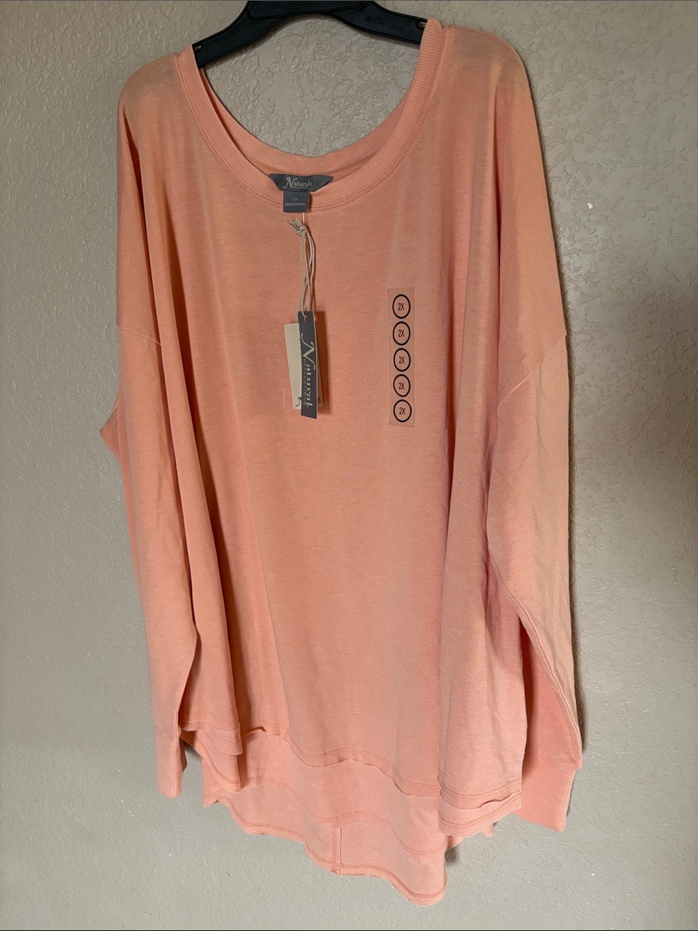 Natural Reflections Peach Long-Sleeve Scoop-Neck Pullover